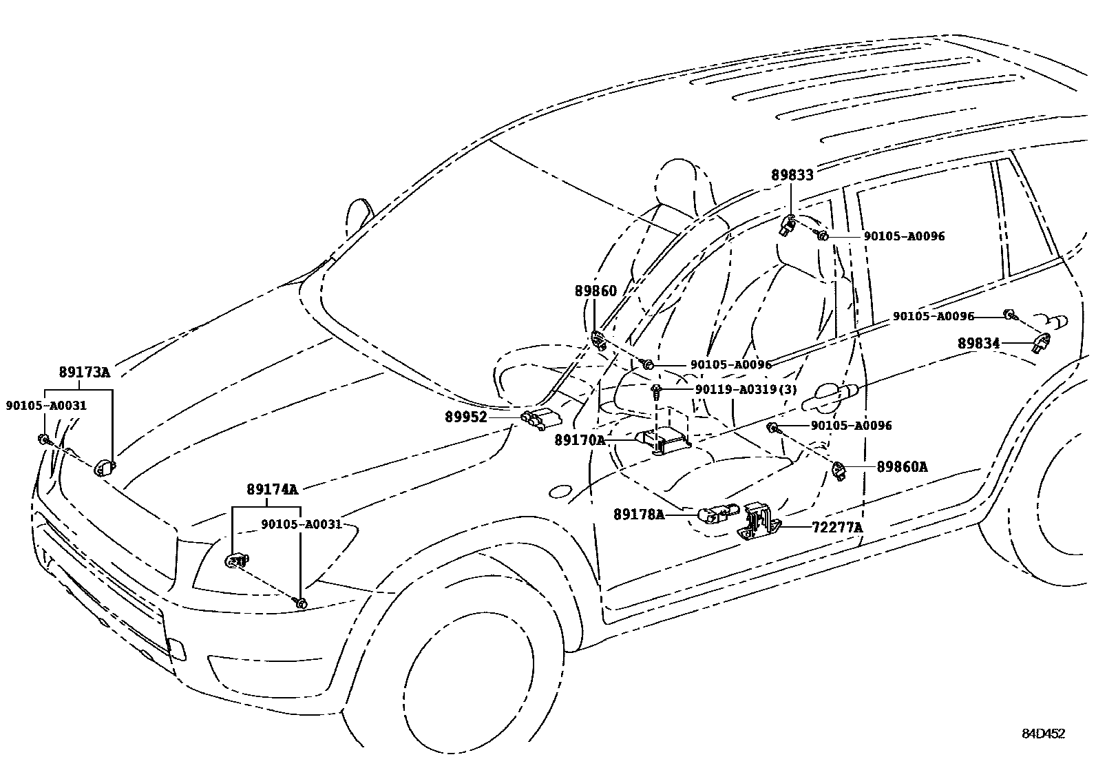 Toyota RAV4 空气囊 EPC diagram — 84D452