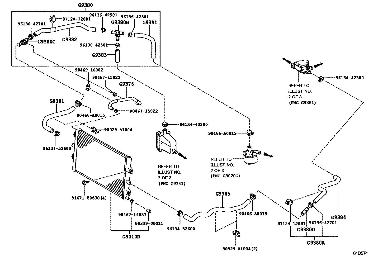 Toyota RAV4 EV冷却系统 EPC diagram — 84D574