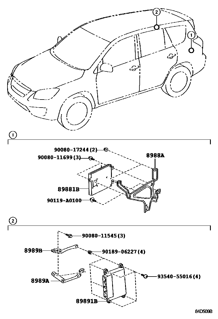Toyota RAV4 EV control ECU EPC diagram — 84D509B