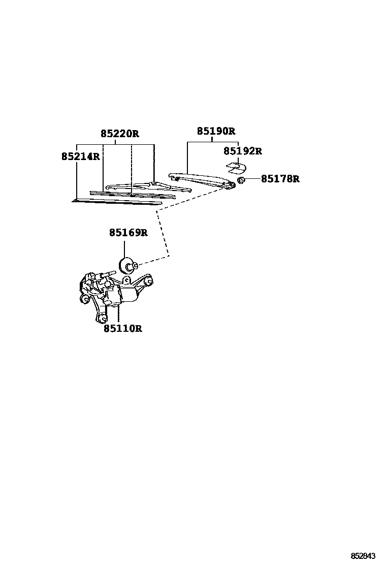 Toyota RAV4 后刮水器 EPC diagram — 852843