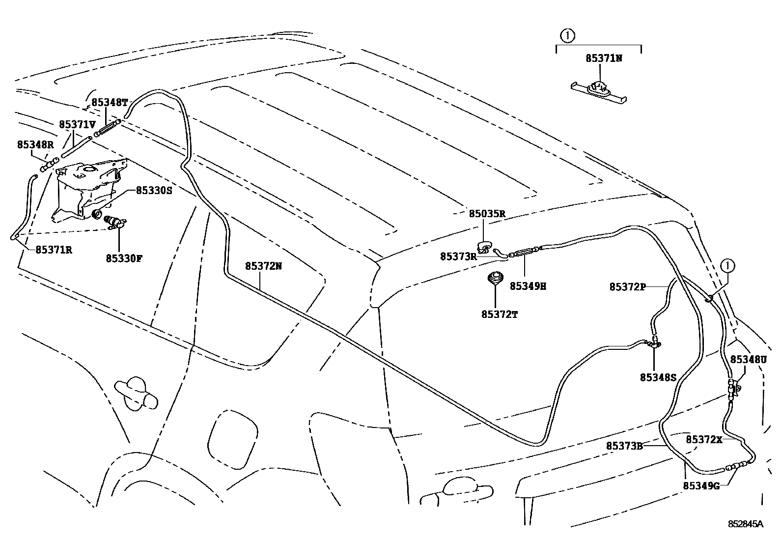 Toyota RAV4 后清洗器 EPC diagram — 852845A