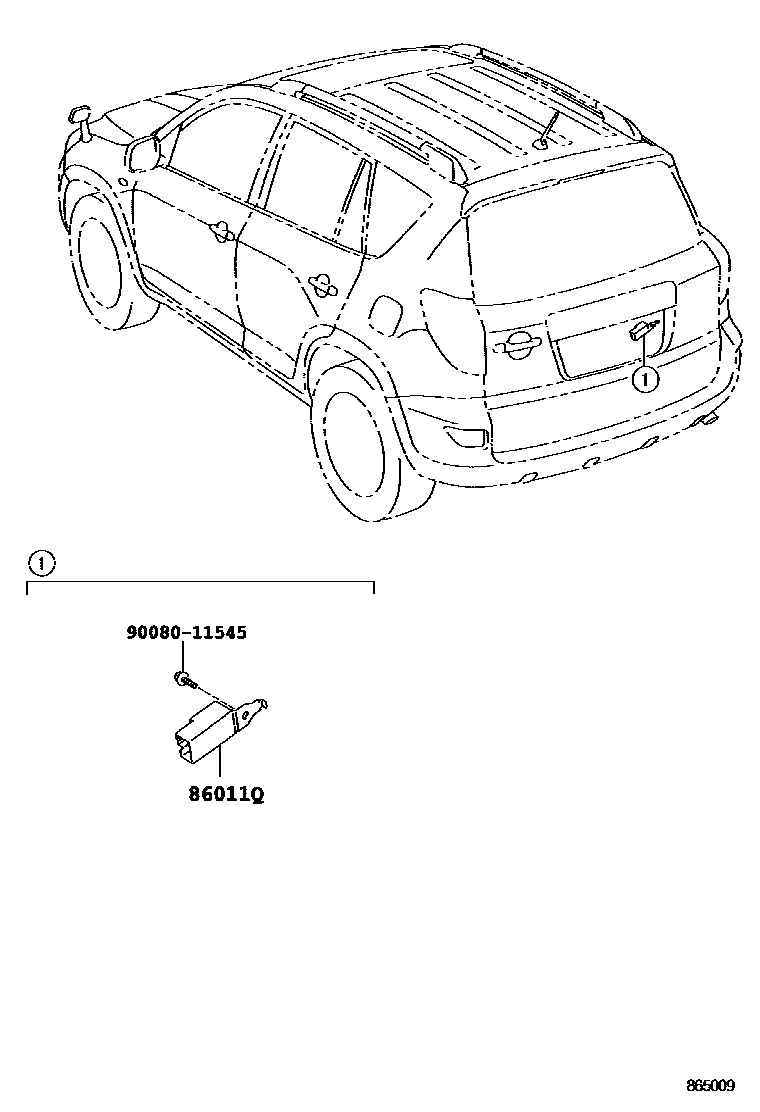 Toyota RAV4 收音机、放大器和冷凝器 EPC diagram — 865009