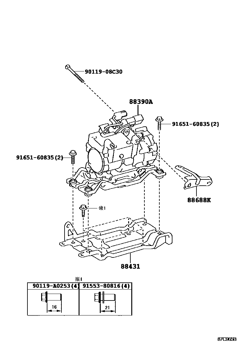 Toyota RAV4 Heating & Air Conditioning - Compressor EPC diagram — 87C965B