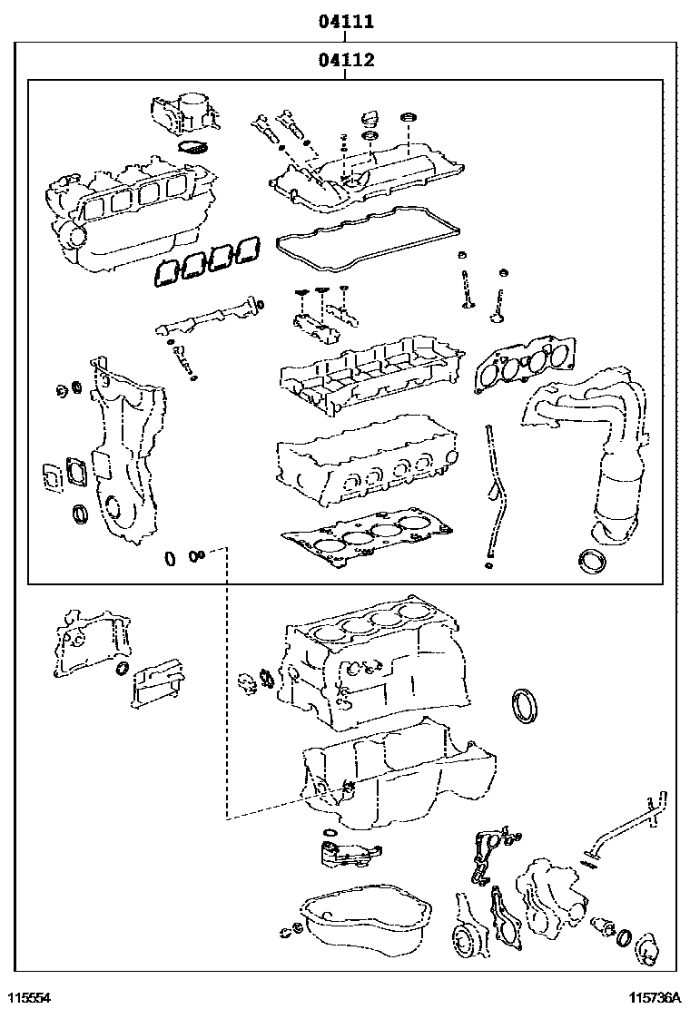 Toyota RAV4 Engine Overhaul Gasket Kit EPC diagram — 115736A