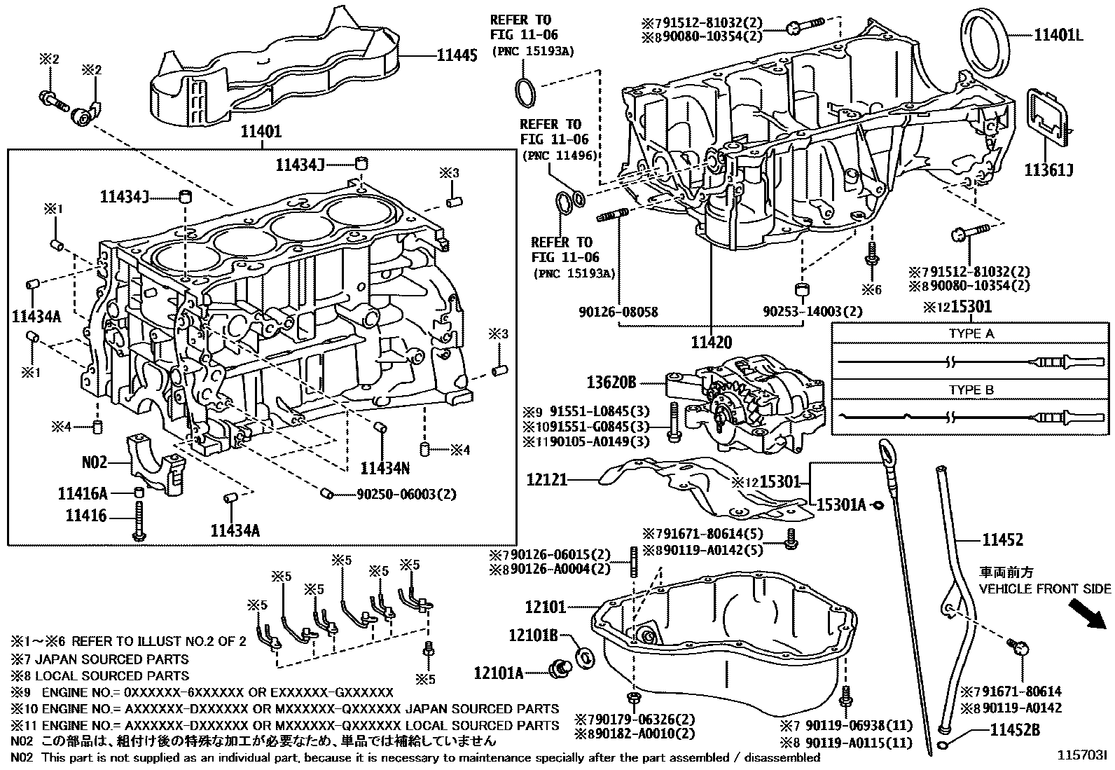 Toyota RAV4 Cylinder Block EPC diagram — 115703I