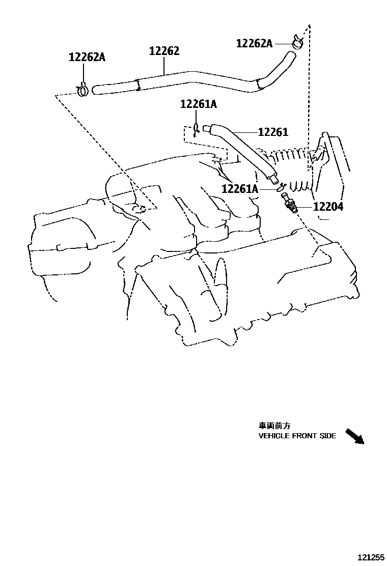 Toyota RAV4 Ventilation Hose EPC diagram — 121255