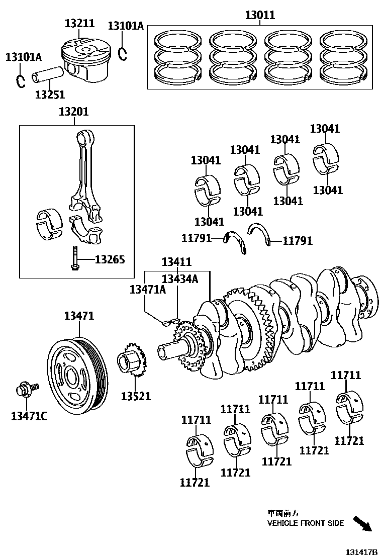 Toyota RAV4 Crankshaft & Piston EPC diagram — 131417B
