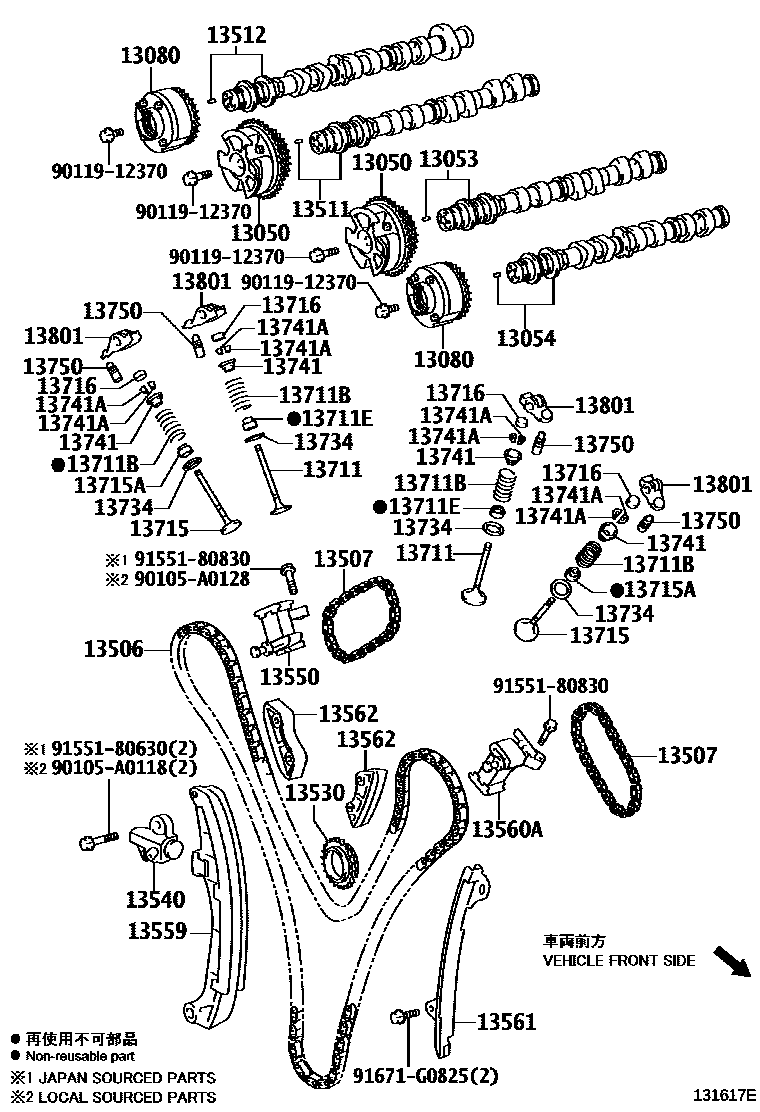 Toyota RAV4 Camshaft & Valve EPC diagram — 131617E