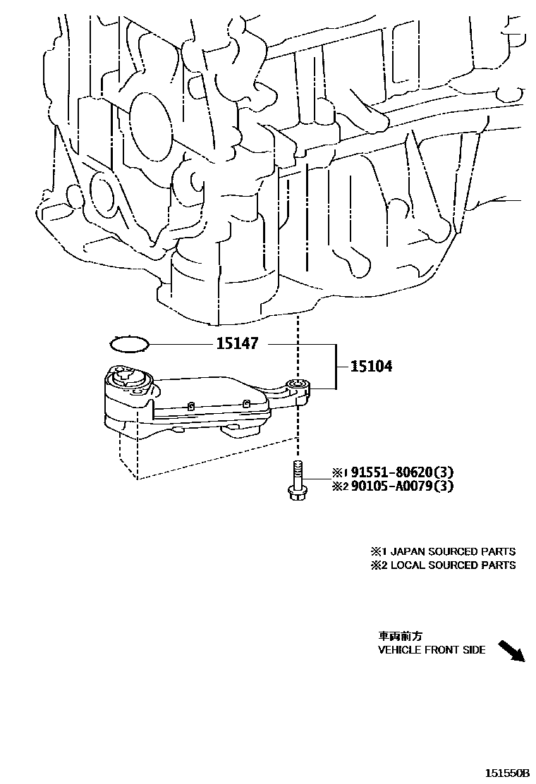 Toyota RAV4 Engine Oil Pump EPC diagram — 151550B