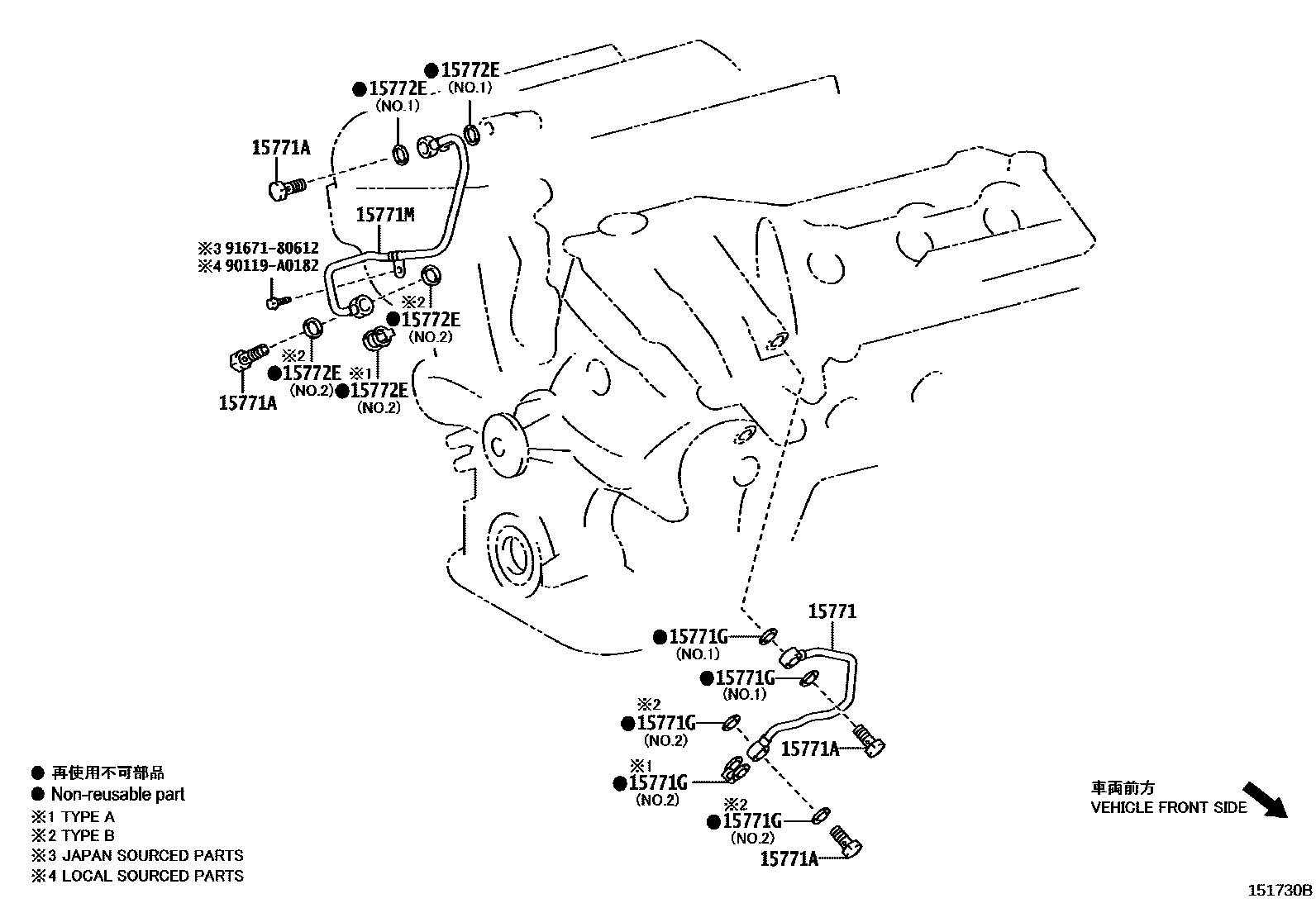 Toyota RAV4 Engine Oil Cooler EPC diagram — 151730B