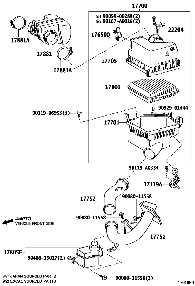 Toyota RAV4 Air Cleaner EPC diagram — 176169B