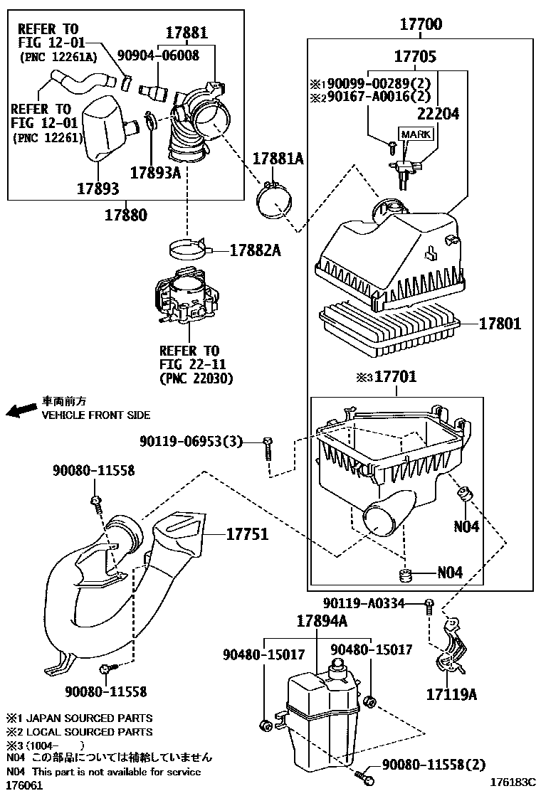 Toyota RAV4 Air Cleaner EPC diagram — 176183C