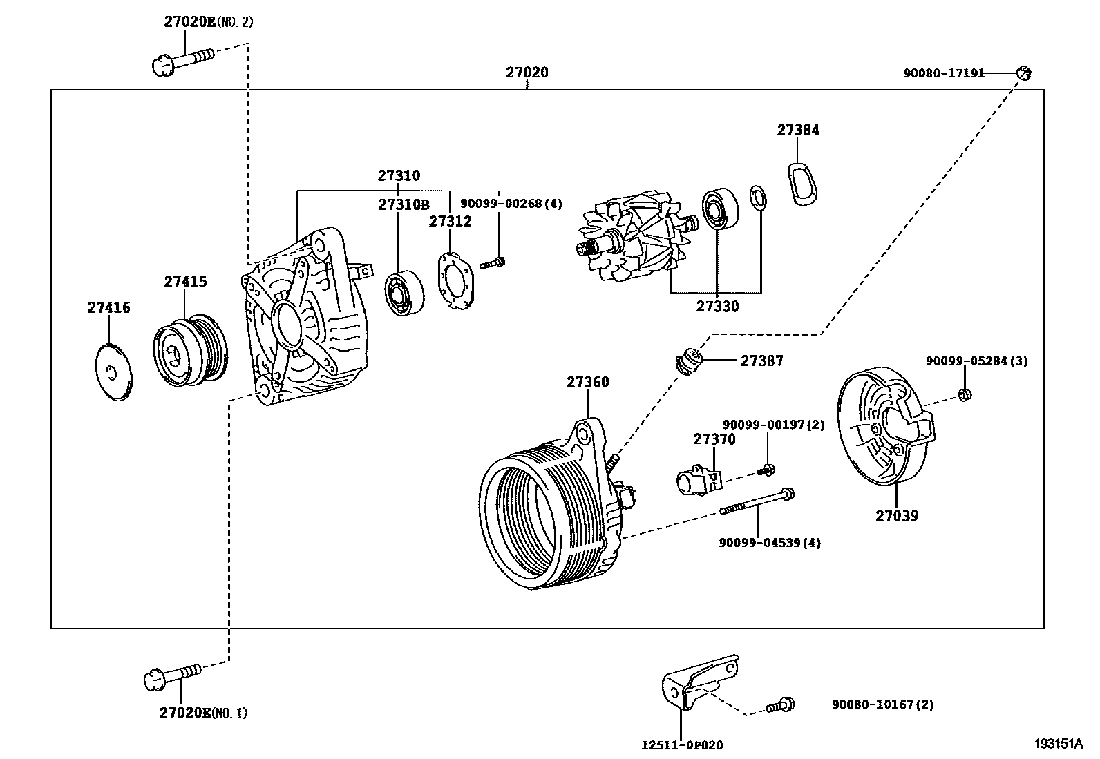 Toyota RAV4 Alternator EPC diagram — 193151A