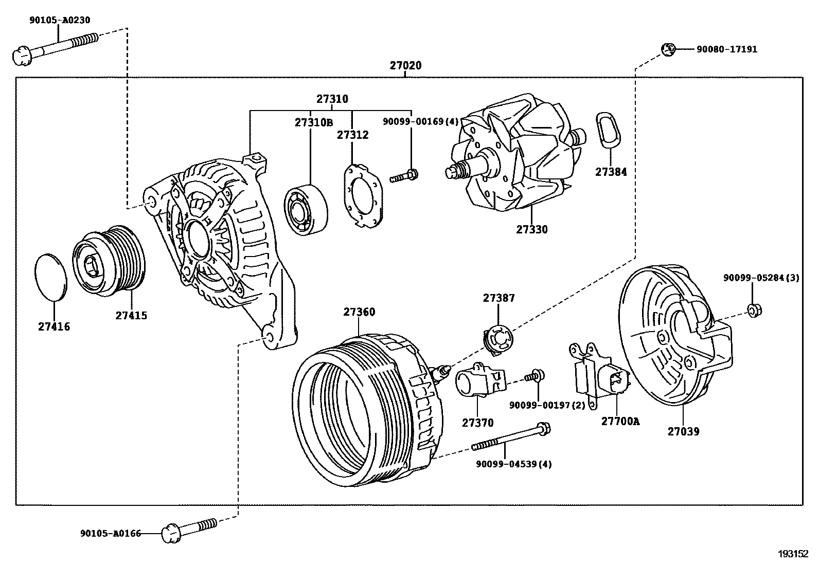 Toyota RAV4 Alternator EPC diagram — 193152