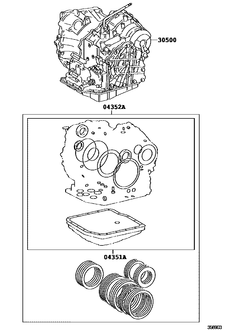 Toyota RAV4 传动桥或变速器总成和衬垫组件(ATM) EPC diagram — 356903