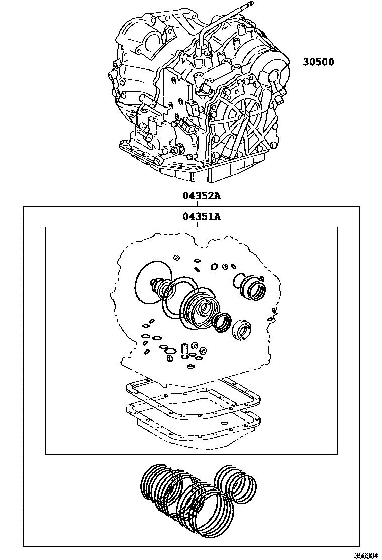Toyota RAV4 传动桥或变速器总成和衬垫组件(ATM) EPC diagram — 356904