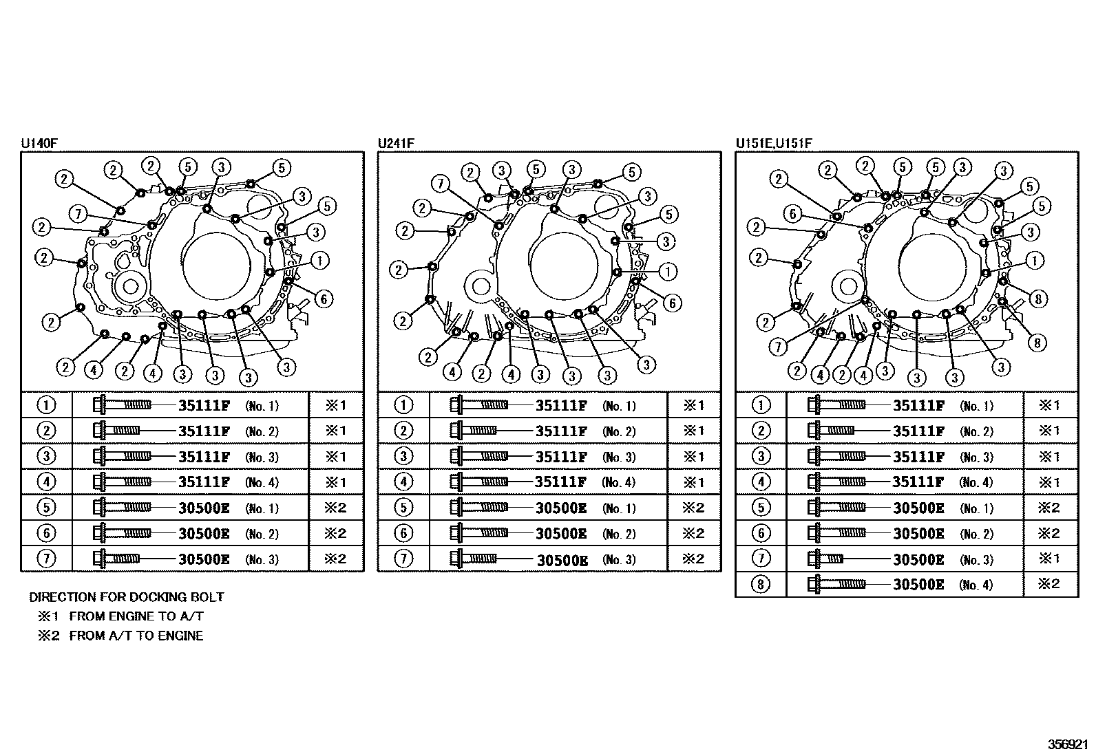 Toyota RAV4 变速器壳和油底壳(ATM) EPC diagram — 356921