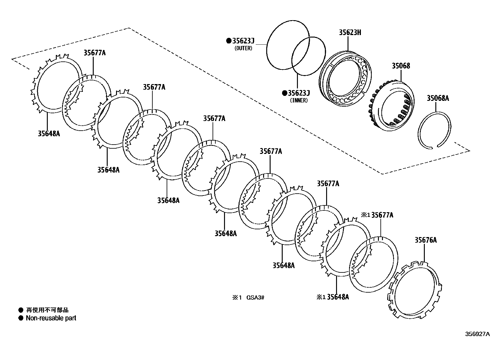 Toyota RAV4 3号制动器、一档和倒档制动器(ATM) EPC diagram — 356927A