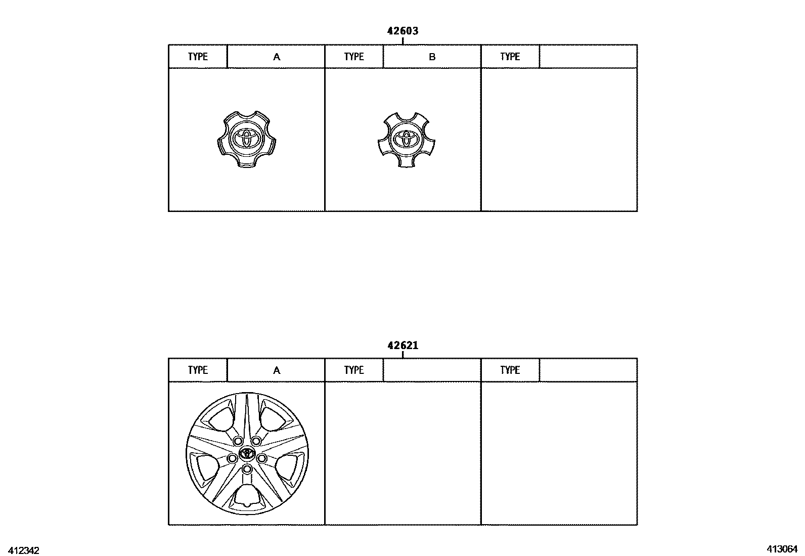 Toyota RAV4 车轮和车轮盖 EPC diagram — 413064