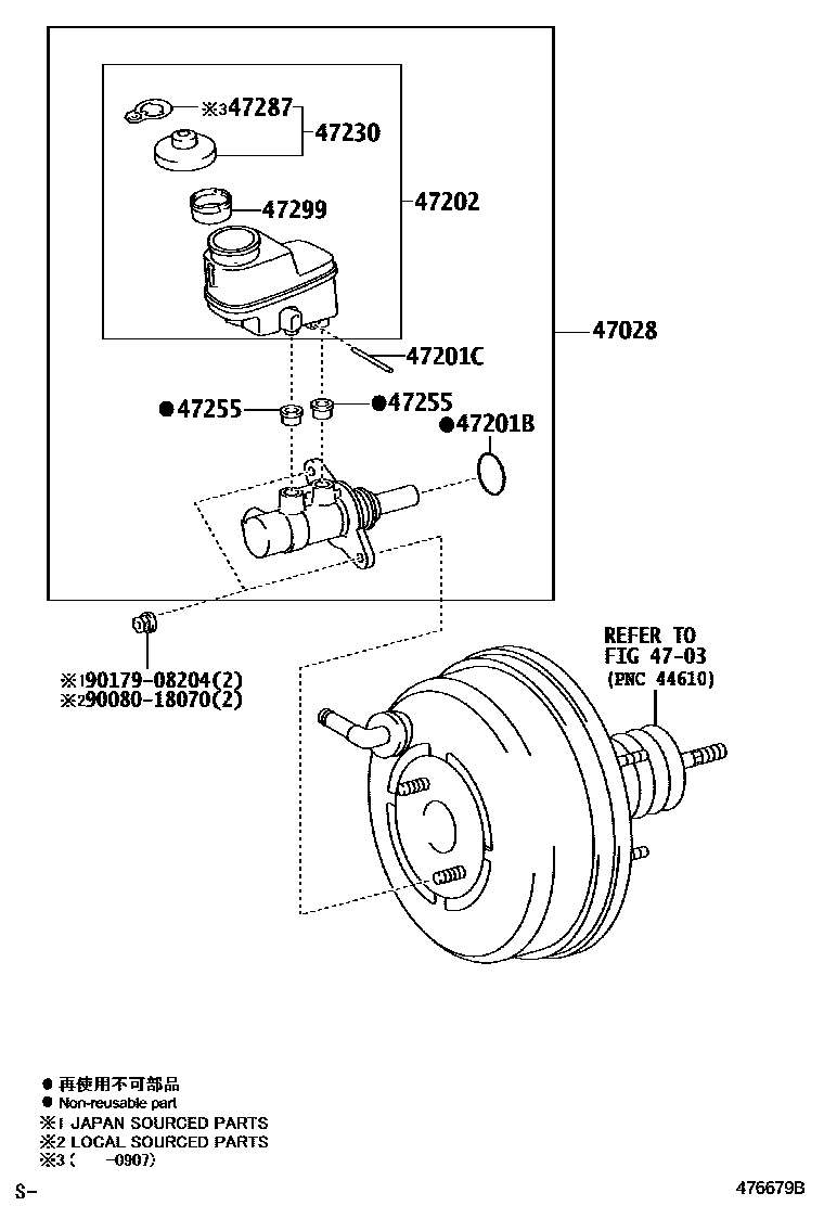 Toyota RAV4 制动总泵 EPC diagram — 476679B