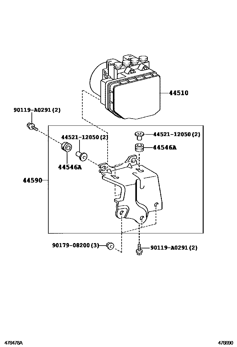 Toyota RAV4 制动配管和卡箍 EPC diagram — 476690