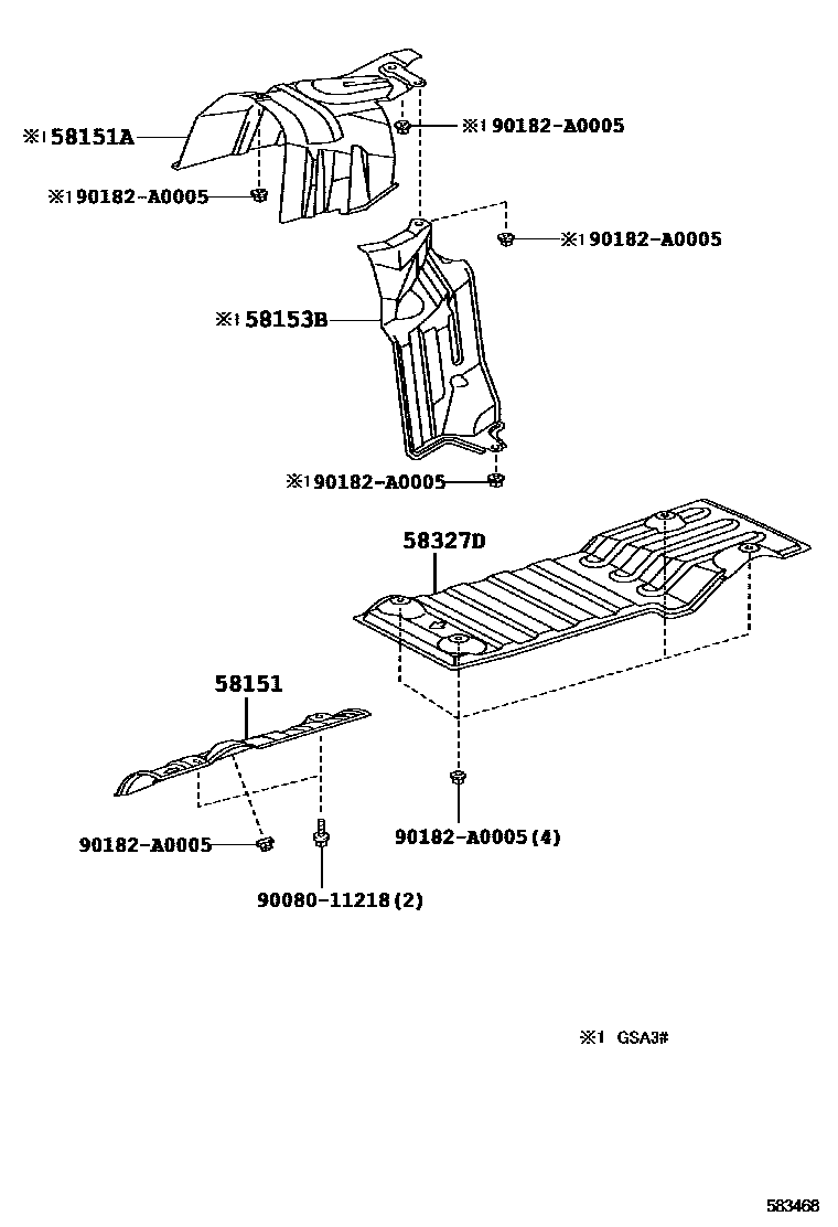 Toyota RAV4 地板隔热垫 EPC diagram — 583468