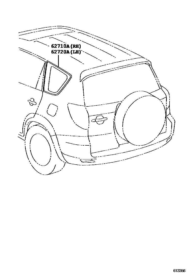 Toyota RAV4 侧窗 EPC diagram — 613356