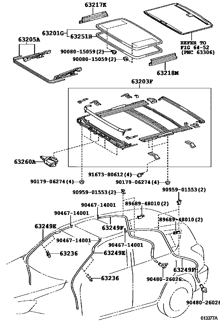 Toyota RAV4 天窗板和背板 EPC diagram — 613377A