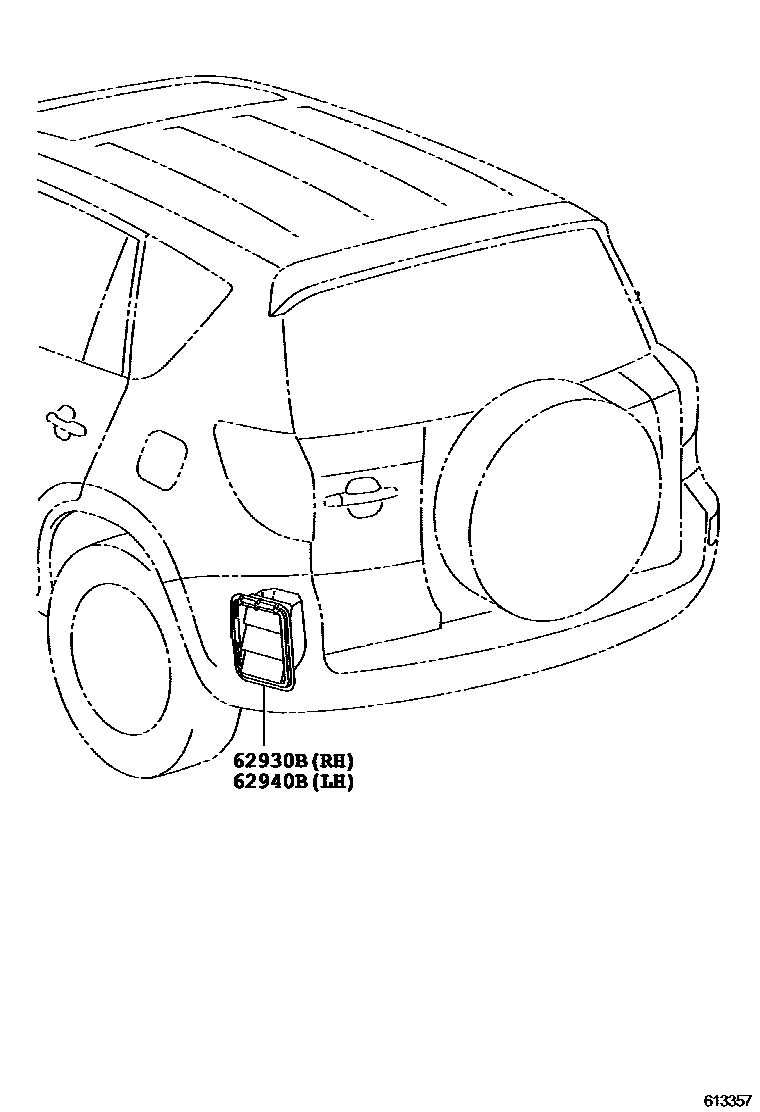 Toyota RAV4 后通风装置和车顶通风装置 EPC diagram — 613357
