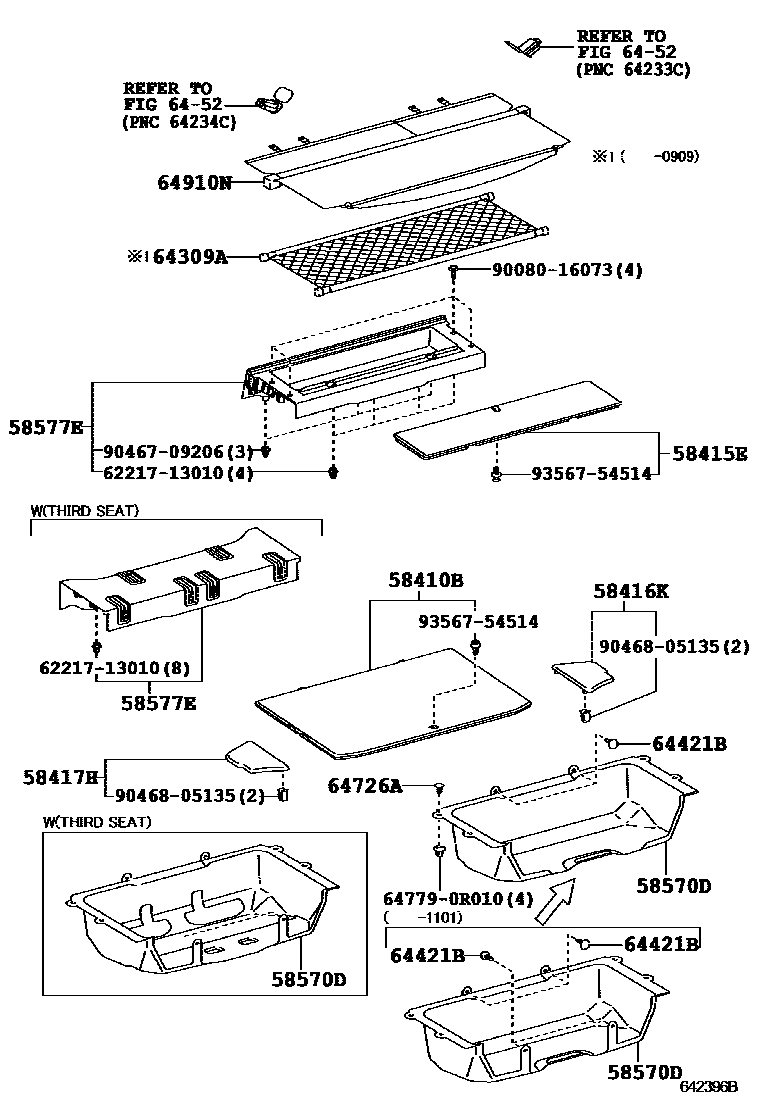 Toyota RAV4 底板和底板装饰罩 EPC diagram — 642396C