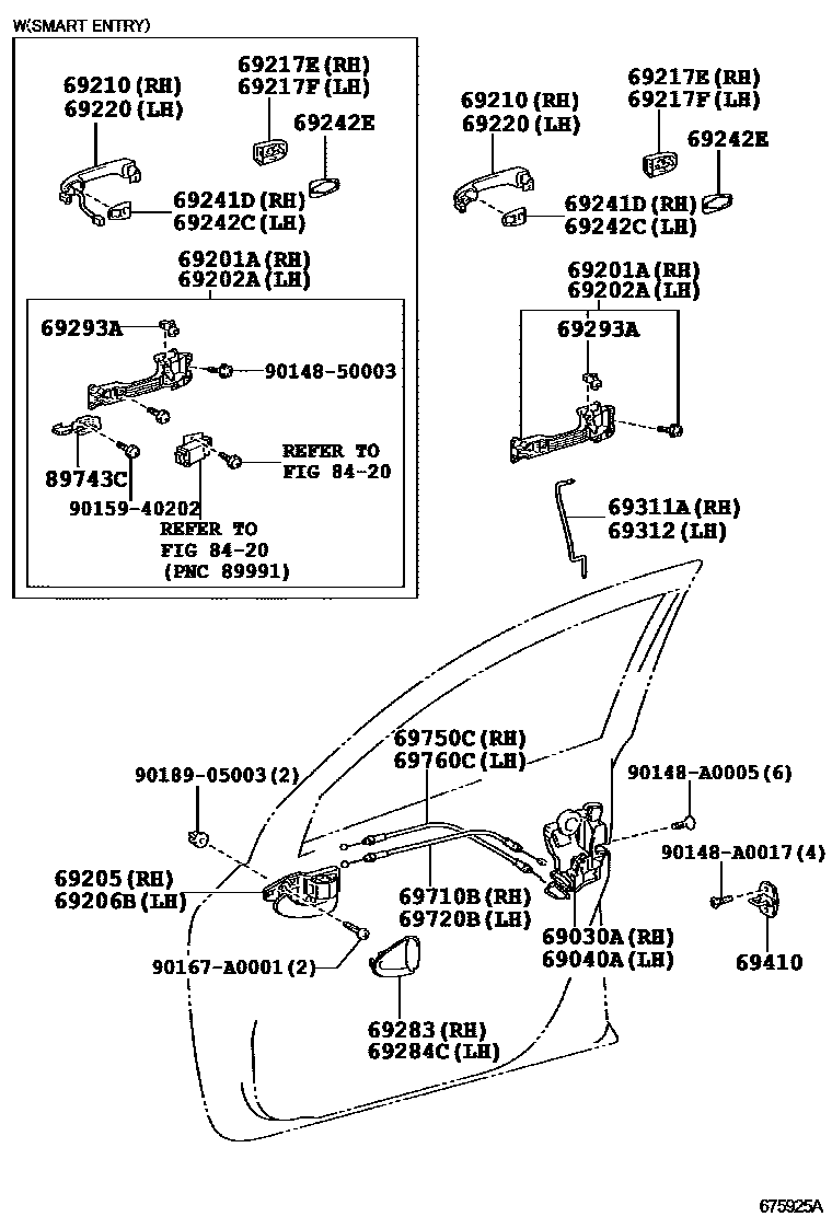 Toyota RAV4 前门锁和车门把手 EPC diagram — 675925A