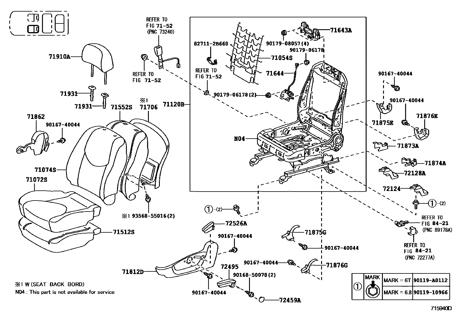 Toyota RAV4 座椅和座椅滑轨 EPC diagram — 715940D