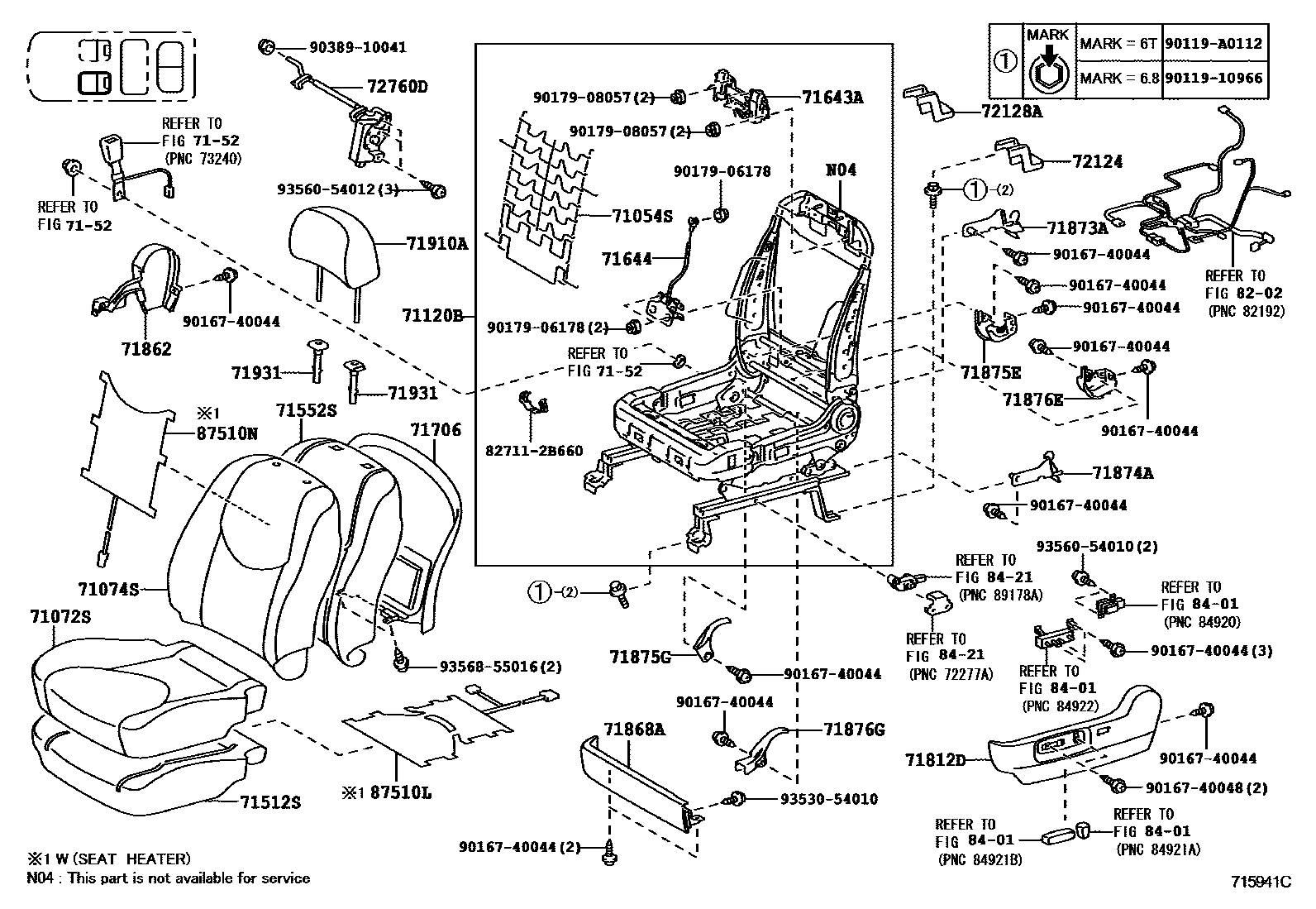 Toyota RAV4 座椅和座椅滑轨 EPC diagram — 715941C