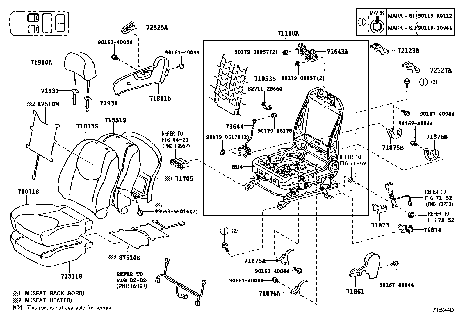 Toyota RAV4 座椅和座椅滑轨 EPC diagram — 715944D