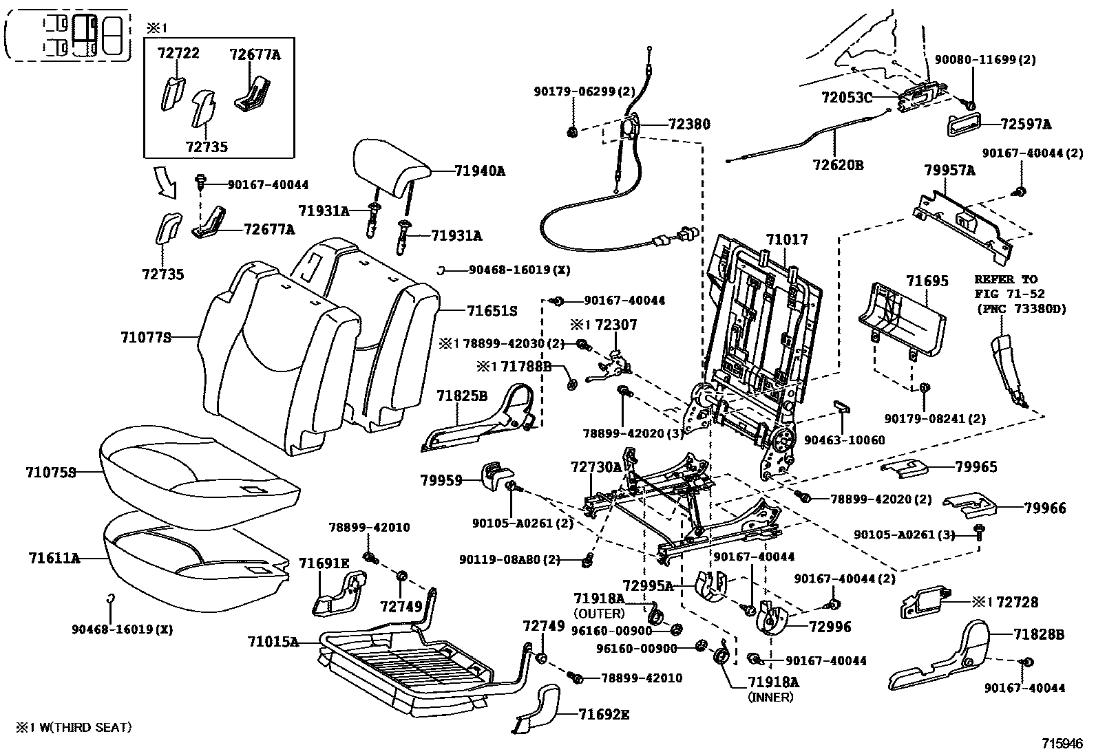 Toyota RAV4 座椅和座椅滑轨 EPC diagram — 715946