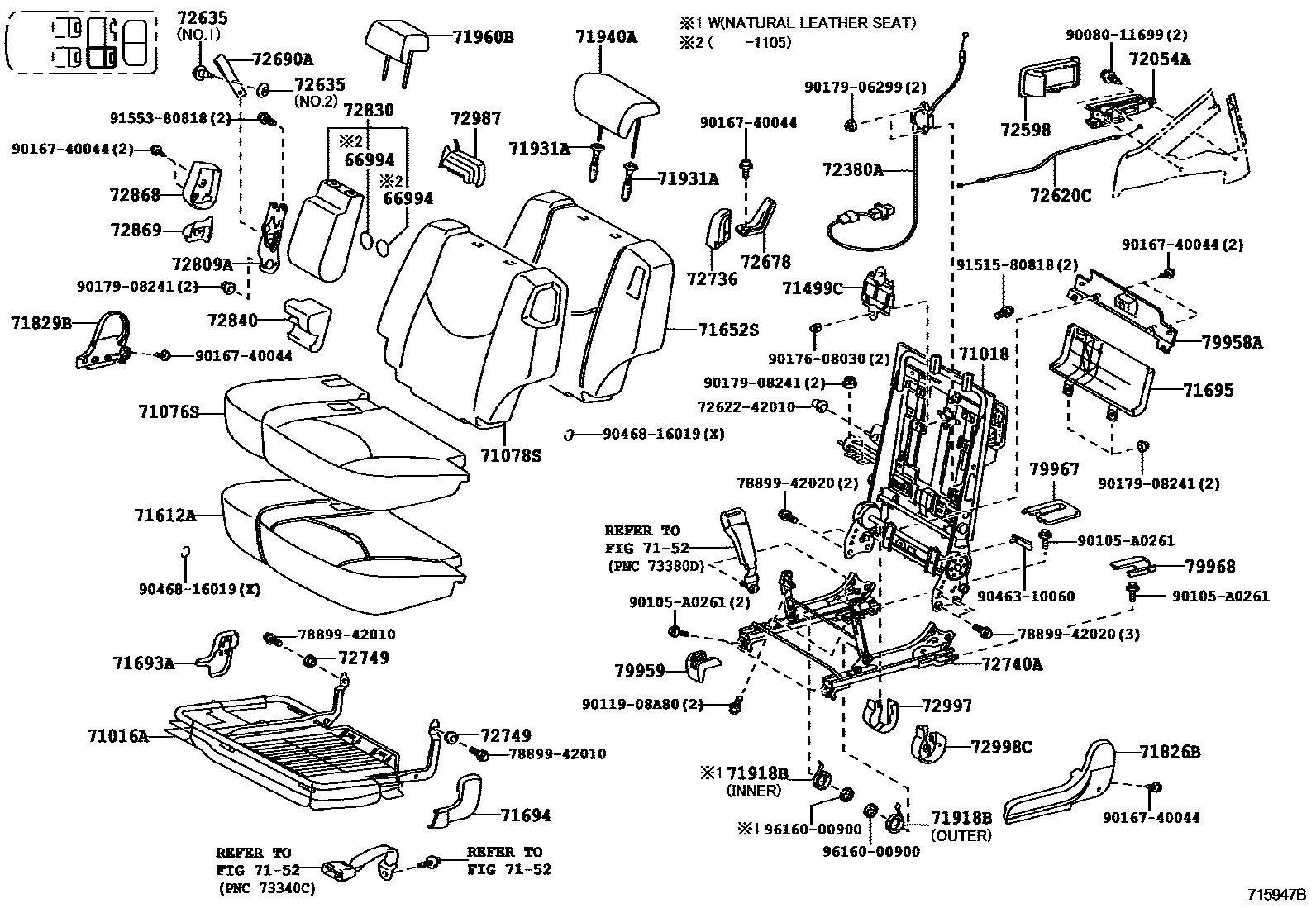 Toyota RAV4 座椅和座椅滑轨 EPC diagram — 715947B