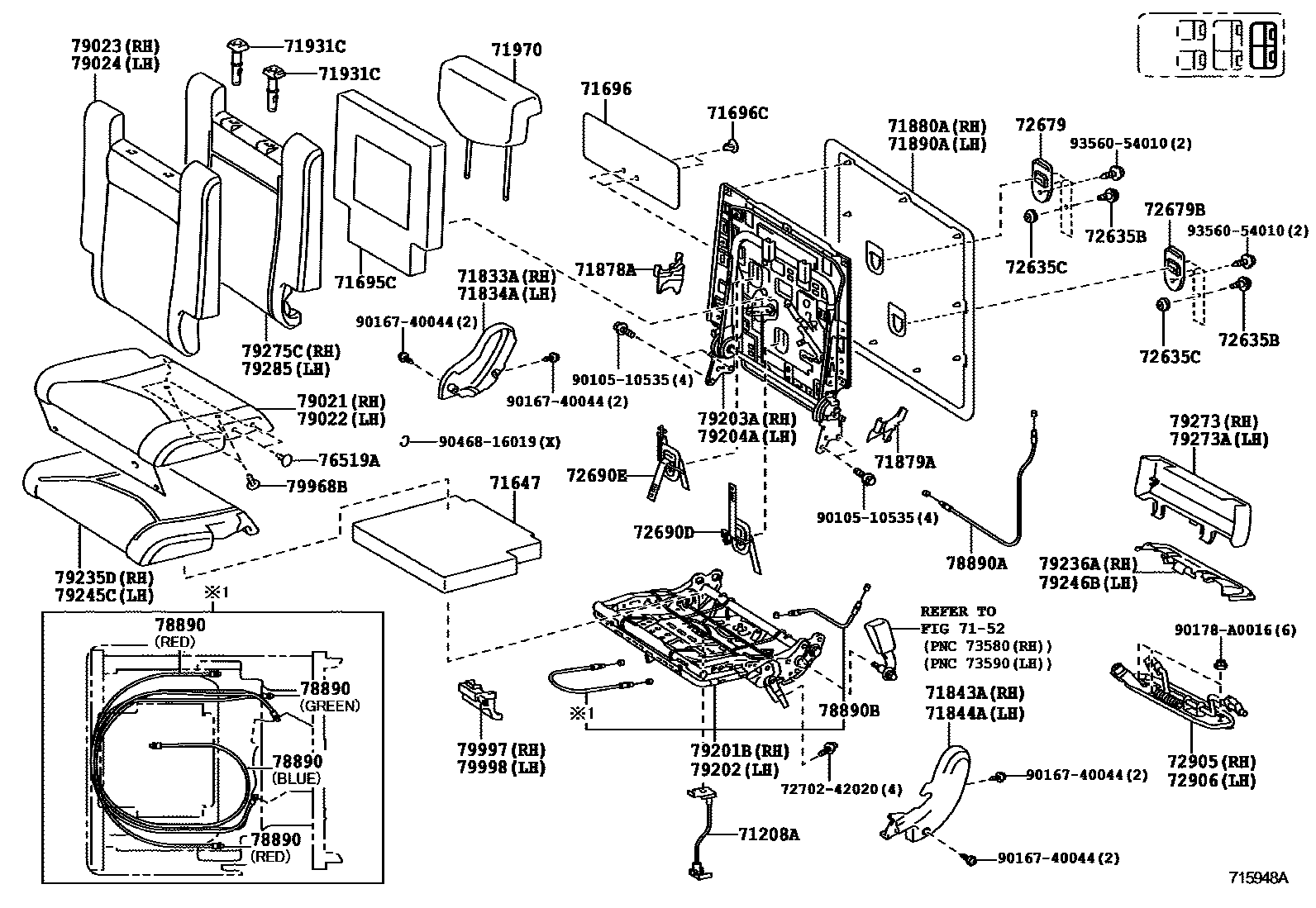 Toyota RAV4 座椅和座椅滑轨 EPC diagram — 715948A