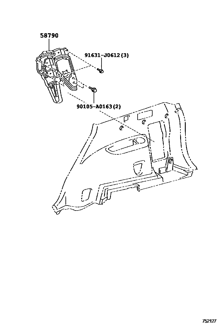 Toyota RAV4 工具箱和牌照支架 EPC diagram — 752127