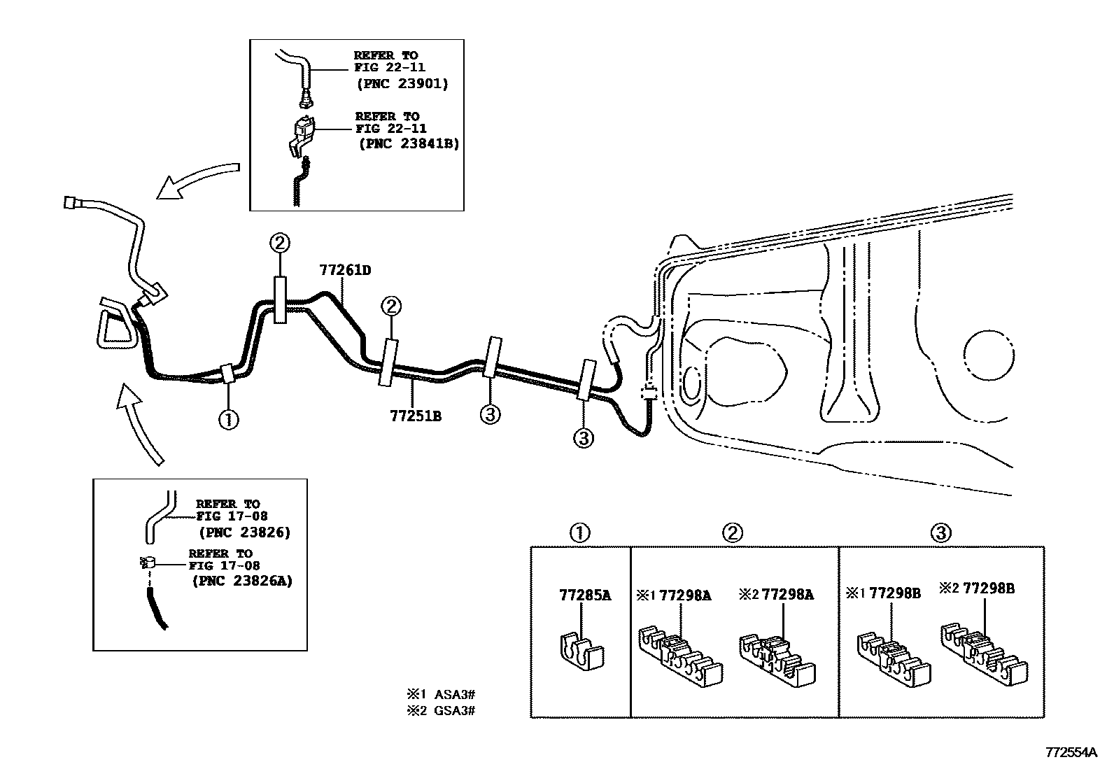 Toyota RAV4 燃油箱和燃油管 EPC diagram — 772554A