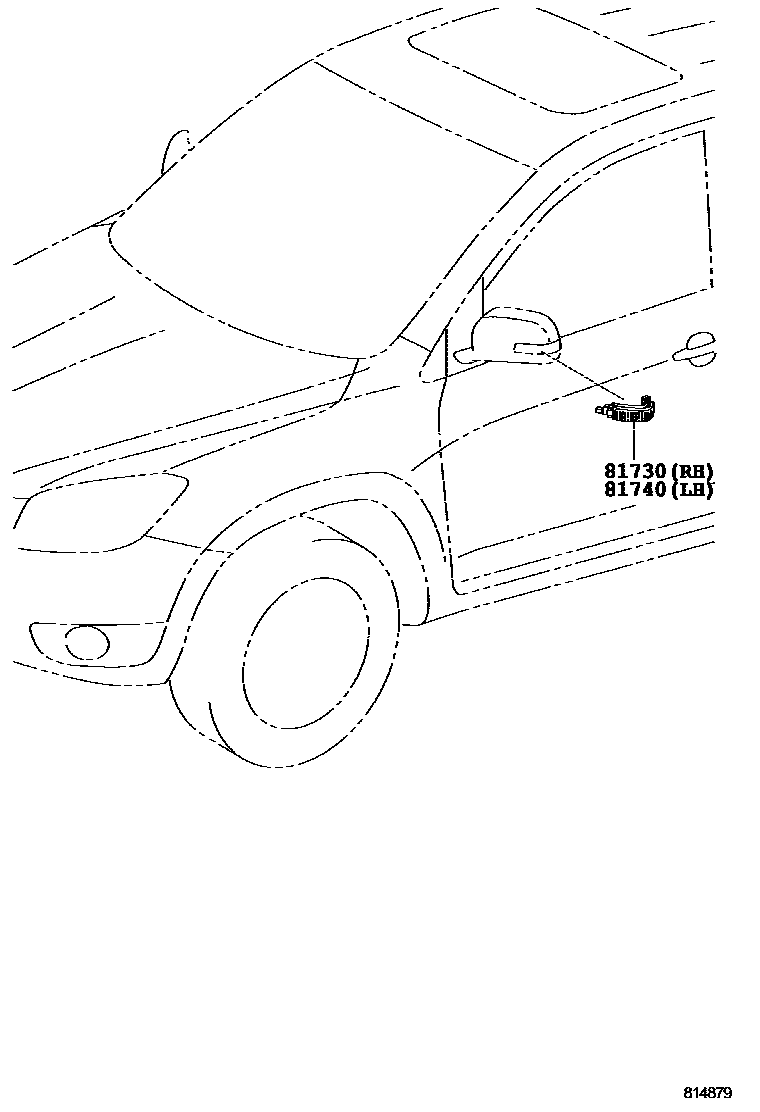 Toyota RAV4 Side Turn Signal & Outer Mirror Lamp EPC diagram — 814879