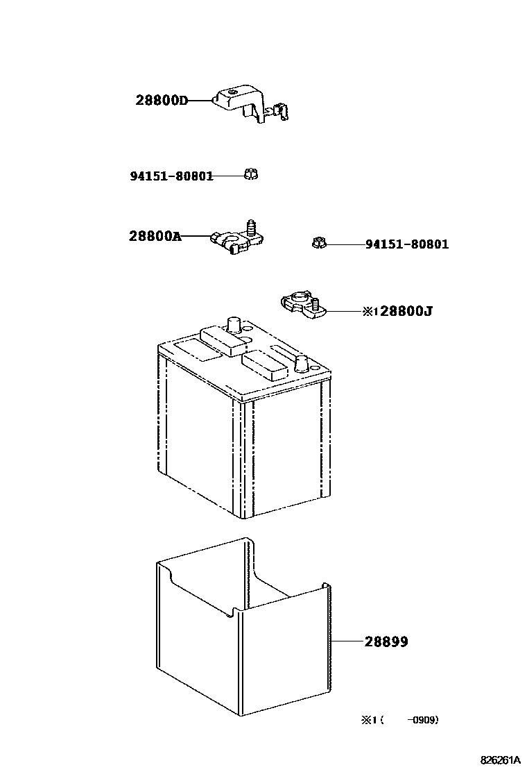 Toyota RAV4 蓄电池和蓄电池电缆 EPC diagram — 826261A