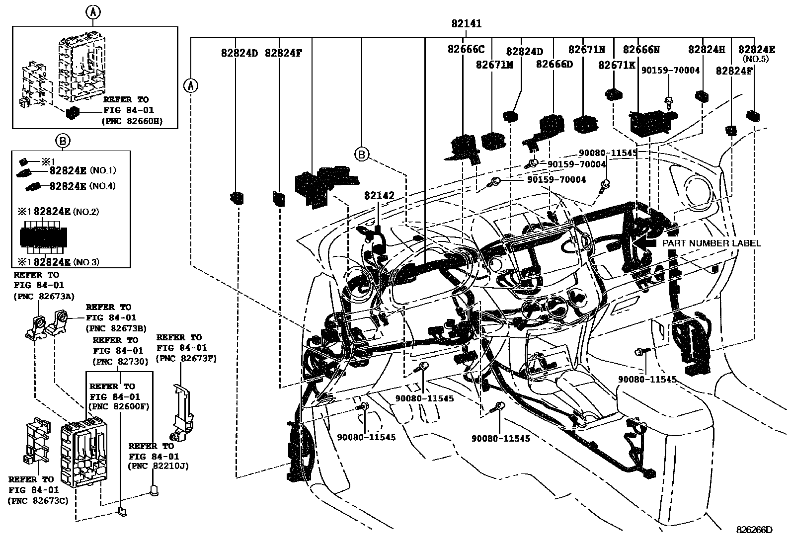 Toyota RAV4 线束和卡夹 EPC diagram — 826266D