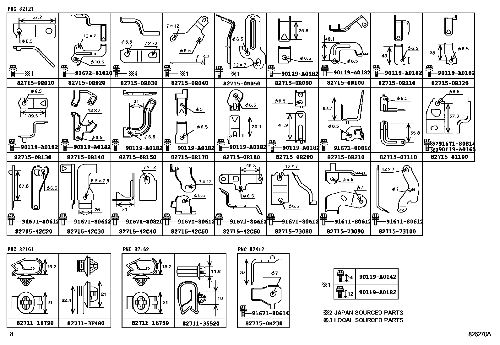 Toyota RAV4 线束和卡夹 EPC diagram — 826270A