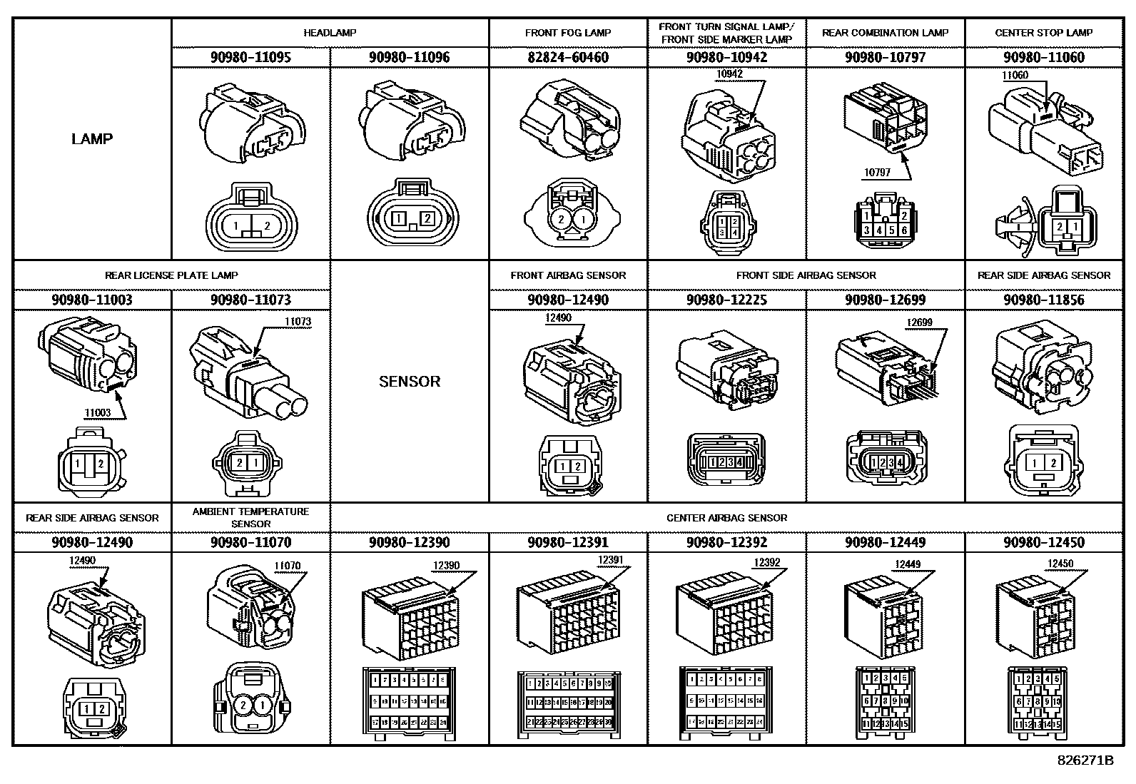 Toyota RAV4 线束和卡夹 EPC diagram — 826271B