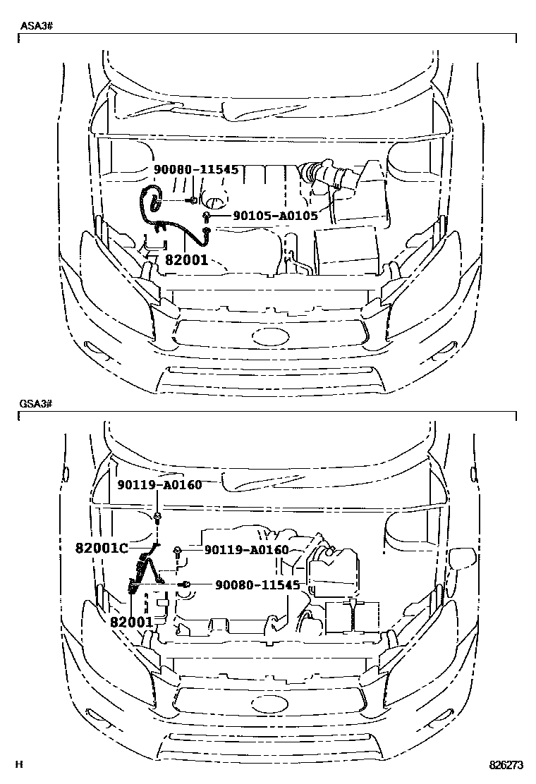 Toyota RAV4 线束和卡夹 EPC diagram — 826273