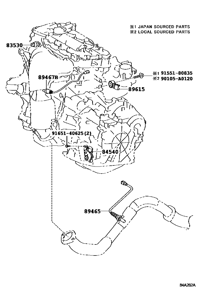 Toyota RAV4 开关和继电器和ECU EPC diagram — 84A262A