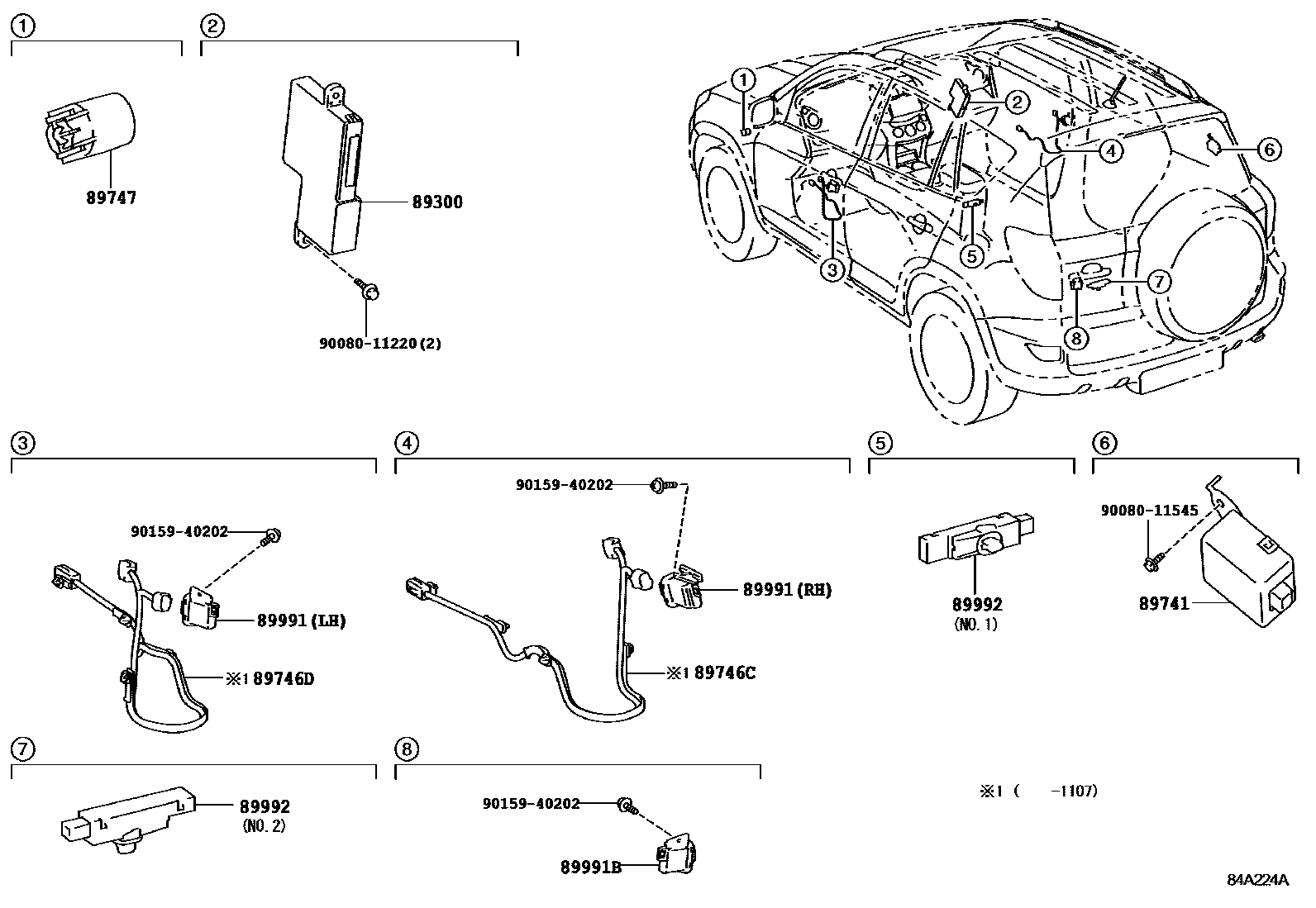 Toyota RAV4 遥控门锁 EPC diagram — 84A224A