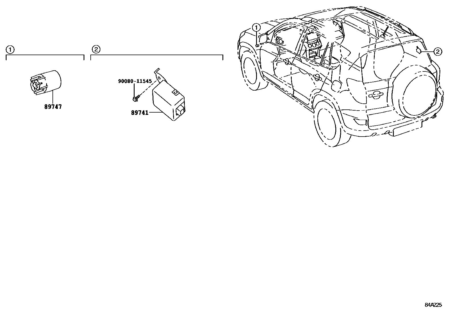 Toyota RAV4 遥控门锁 EPC diagram — 84A225