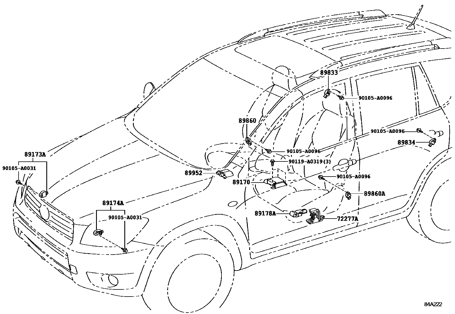 Toyota RAV4 空气囊 EPC diagram — 84A222