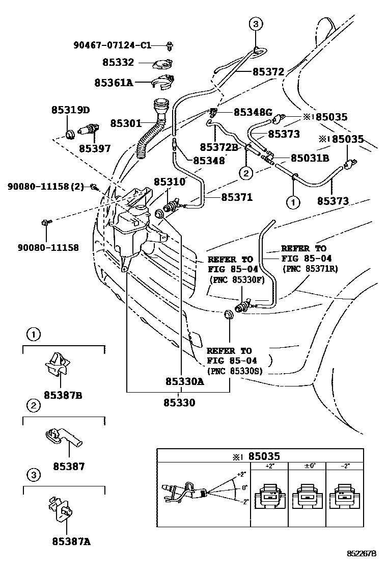 Toyota RAV4 挡风玻璃清洗器 EPC diagram — 852267B